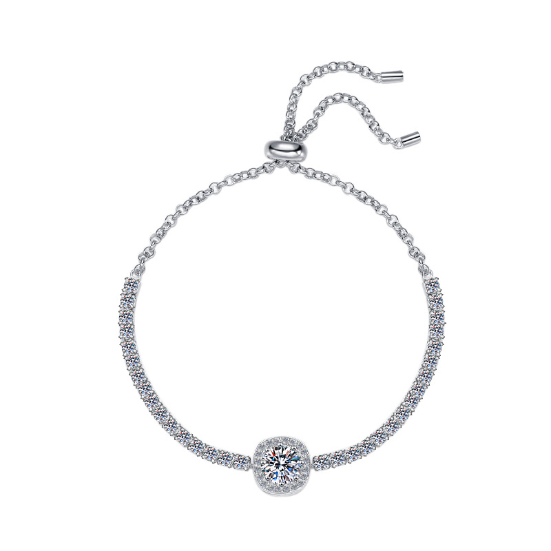 S925 Pulsera de plata esterlina Pulsera de moissanita de color para mujer Pulsera Gypsophila Fabricante transfronterizo Joyería al por mayor