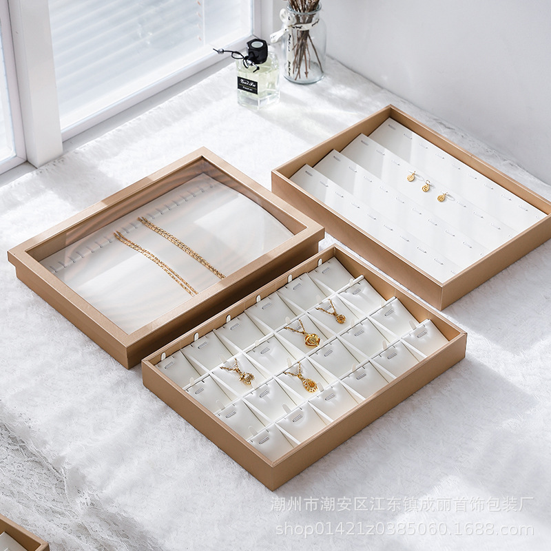 现货PU皮首饰展示架戒指收纳托盘耳钉耳环项链珠宝陈列道具展示盘