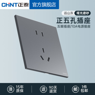 Chint X5 Ultra-Thin Matte Switch Socket Frosted Panel 86 Type Wall Concealed Household Five-Hole 16A Yuanshan Gray