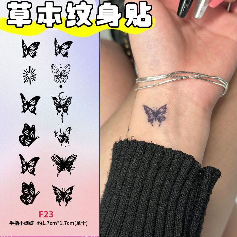 Cute Butterfly Finger Small Pattern Herbal Juice Tattoo Sticker Waterproof Non-Reflective Semi-Permanent Artificial Sticker