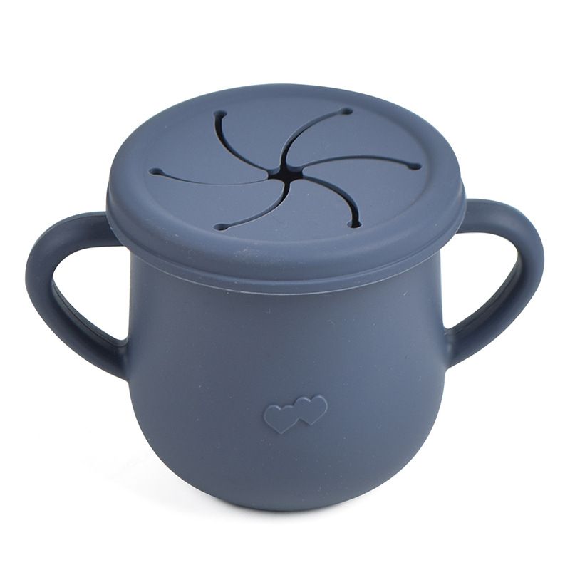 Silicona de grado alimenticio para niños snack Cup mango binaural portátil resistente a la caída con taza de paja de bebé taza de bebida de silicona