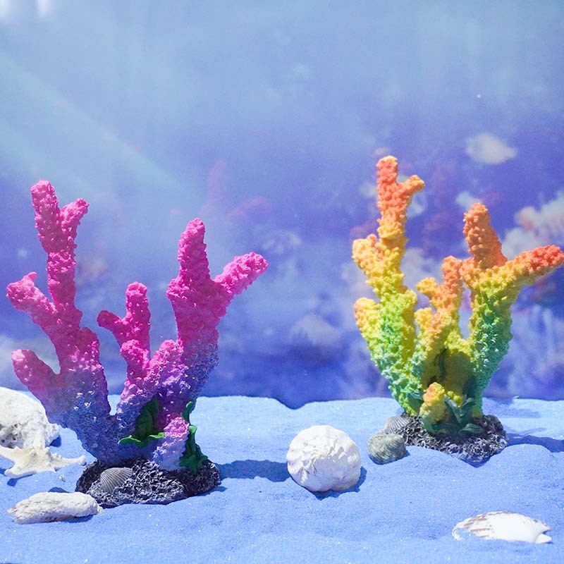 Resina arrecife de coral árbol de natación peces y camarones escondite casa pecera paisaje decoración micro paisaje escritorio decoración acuario