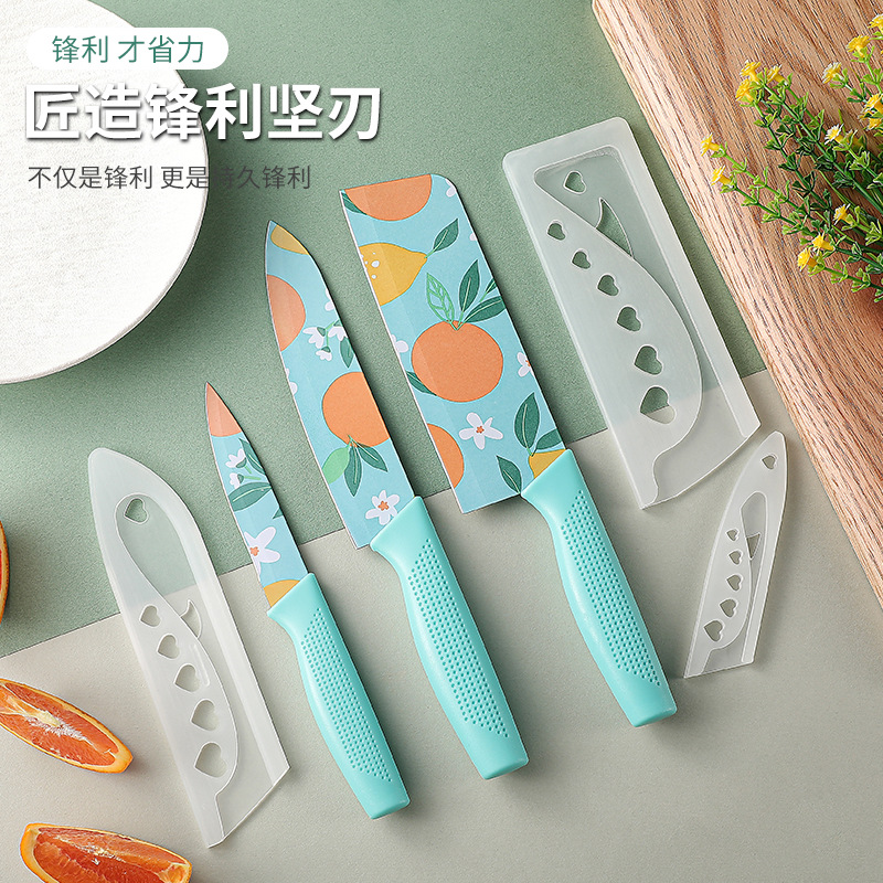 인쇄된 주방 칼, 스테인레스 스틸 칼, 가정용 주방 칼, 과일 칼 슬라이스용 조합 세트, 날카롭고 두꺼운 세트