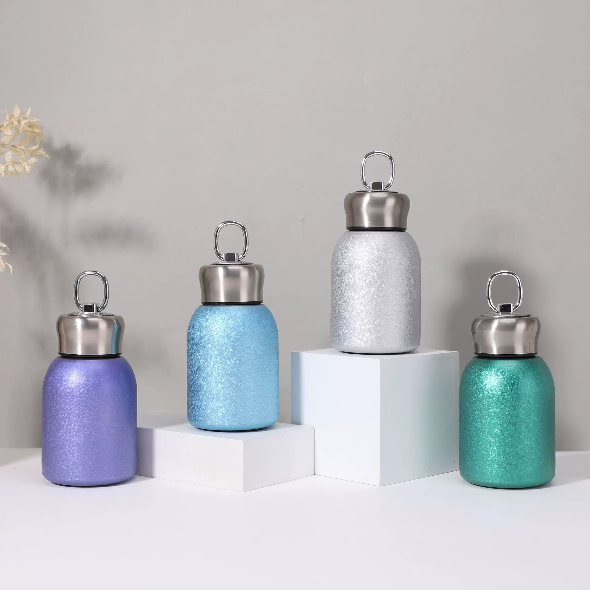 316不锈钢冰花漆小胖丁保温杯便携带提环口袋杯高颜值礼品杯定制