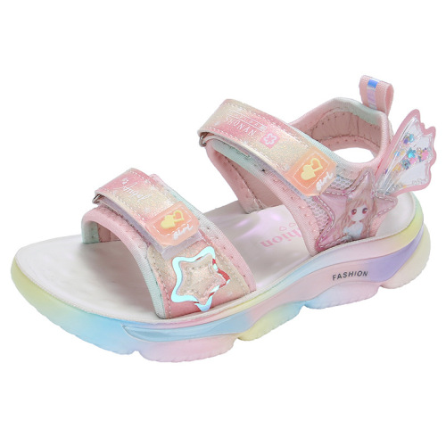 Children's Sandals Little Girls Summer Sports Running Breathable Beach Fashion Princess Pentagram  Soft Bottom