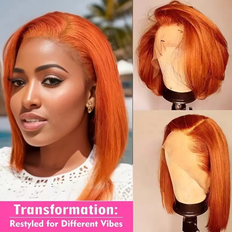 Trans-nivel damas europeas y americanas moda lindo Bob Bobo cabeza wigs encaje delantero pelo corto liso peluca de fibra química