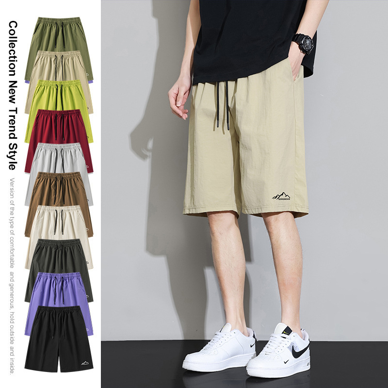 2025 New Dopamine Quick-Drying Shorts Summer Men's Large Size Youth Outdoor Ice Silk Five-Point Sports Beach Pants