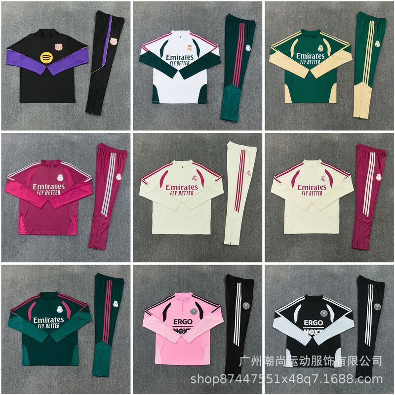 New 2627 Barcelona L&M Barcelona long-sleeve football training suit autumn and winter sports half-zip team uniform wholesale New 2627 Barcelona L&M Barcelona long-sleeve football training suit autumn and winter sports half-zip team uniform wholesale