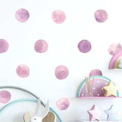 新FX-F278淺紫色水彩圓點臥室衣櫃冰箱玄關DIY家居牆面裝飾牆貼紙