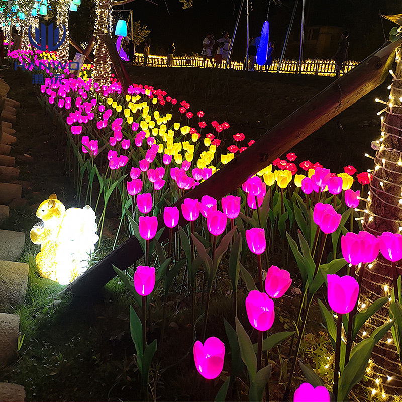 LED solar tulip lantern tulip sea lamp garden mall park lawn ground lamp landscape lamp