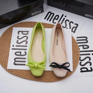 2023 Melisa new butterfly single-layer shoes melissa square toe sandals women's fragrant shoes boat shoes