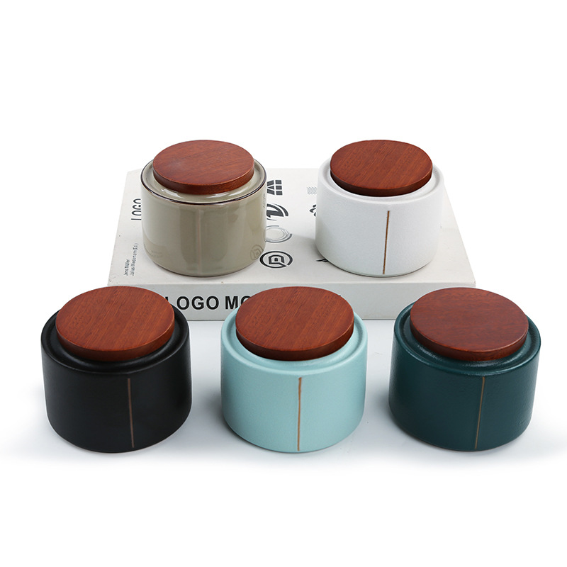 Coarse clay sealed tea canister black ebony lid tea canister simple household storage canister portable clay tea warehouse red tea green tea 
