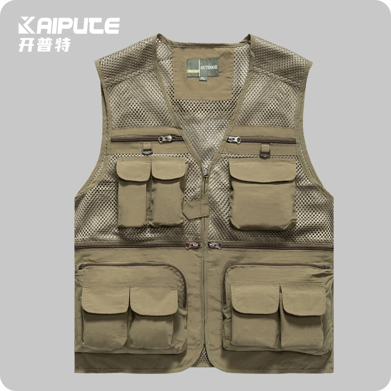 Трансграничный летний сетчатый жилет для скалолазания быстросохнёный повседневный мульти-карманный мужская фотография рыболовный жилет для плеча рабочая одежда