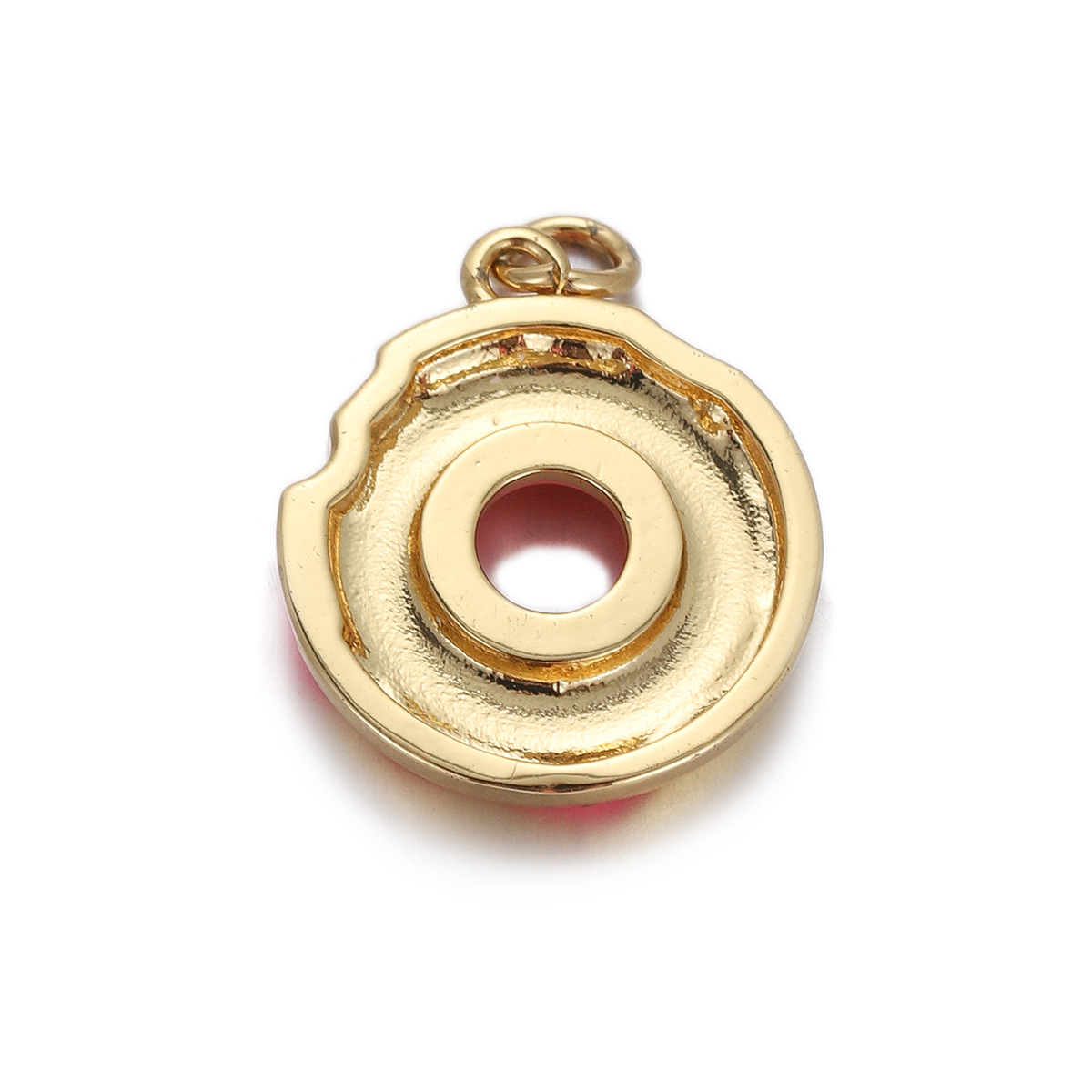 4g Weight Pendant Jewelry Making Type Gold Plated Plating Material Zircon Inlay Material 1 Piece Quantity Holiday Occasion Copper Material Donuts Pattern Women's Gender Enamel Design Simple Style Style 1 Piece Copper Zircon Gold Plated Donuts Pendant 14