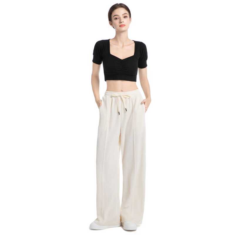 European and American Cross-Border Amazon Y2K New Women's Lace-Up Solid Color Waist-Cinching Fashion Wide-Leg Casual Jogger Pants for Women European and American Cross-Border Amazon Y2K New Women's Lace-Up Solid Color Waist-Cinching Fashion Wide-Leg Casual Jogger Pants for Women