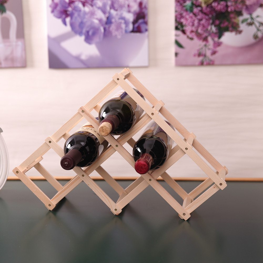 Y madera sólida plegable fábrica de estantes de vino vino vino de madera venta directa estante de almacenamiento de botellas de vino estante de exhibición de vino