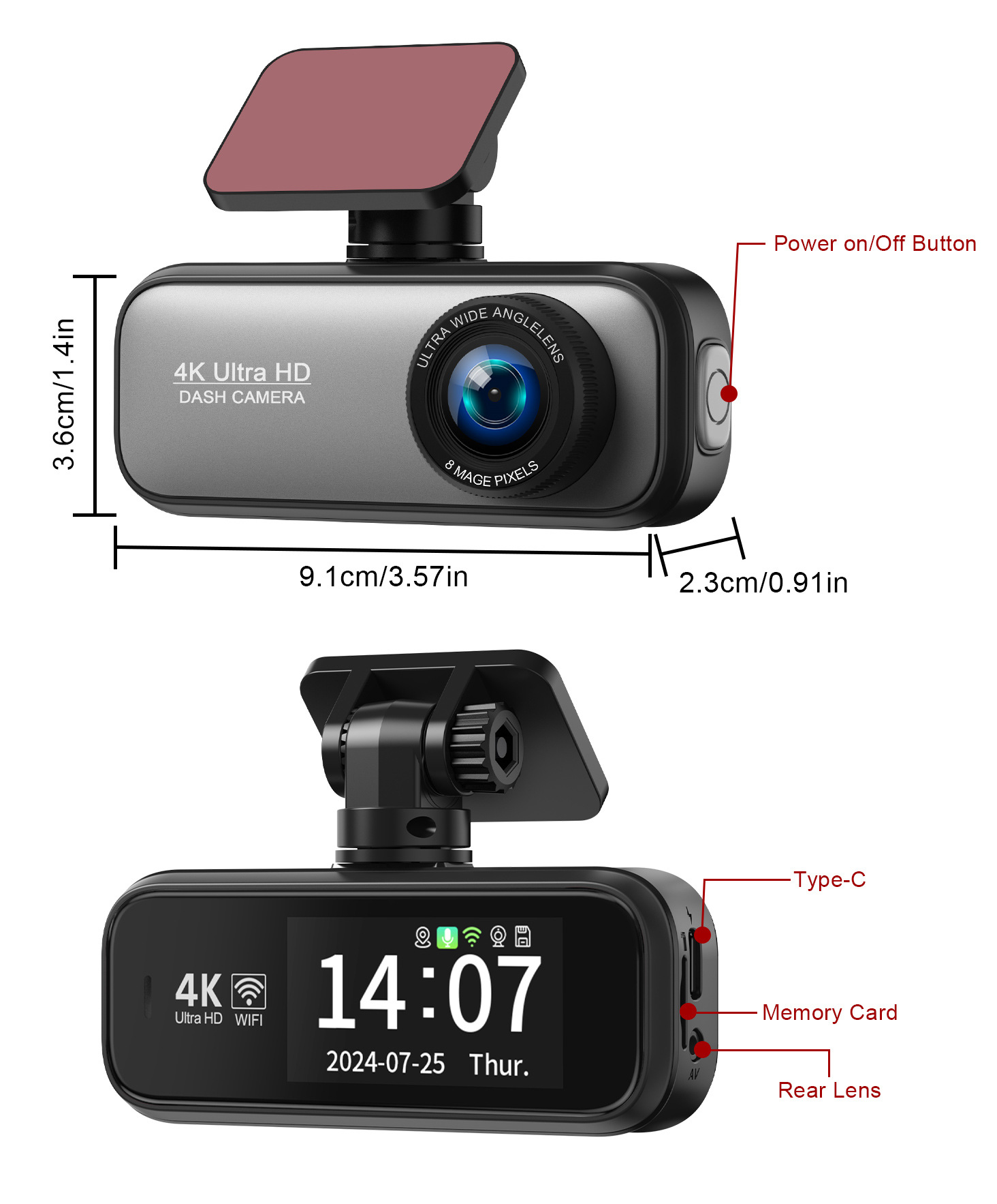 Chezai 4K Dual Lens Dash Cam HD Wide Angle Night Vision WiFi Front Rear (Driving recorder) - 4k-single-lens-no-rear