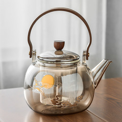 Steam and Boil Dual-Purpose Borosilicate Glass Tea Pot, Gold and Silver Tea Color Steeping Tea Pot, Household Teapot with Handle, Tea Steaming Brewer