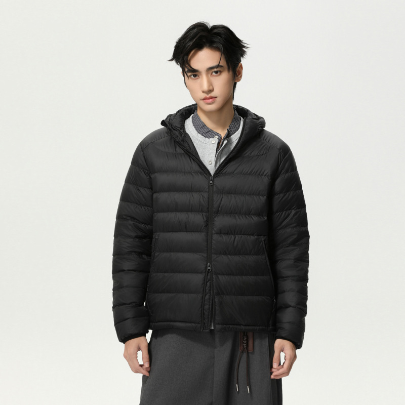 Mtlclothes Men's Clothing | 90 White Duck down Rib down Jacket Lightweight Hooded Pure Color Simple Casual Jacket Trendy Mtlclothes Men's Clothing | 90 White Duck down Rib down Jacket Lightweight Hooded Pure Color Simple Casual Jacket Trendy