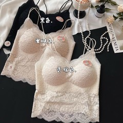 法式鏤空蕾絲洞洞杯吊帶乳膠固定杯可調節內搭修身性感背心女5016