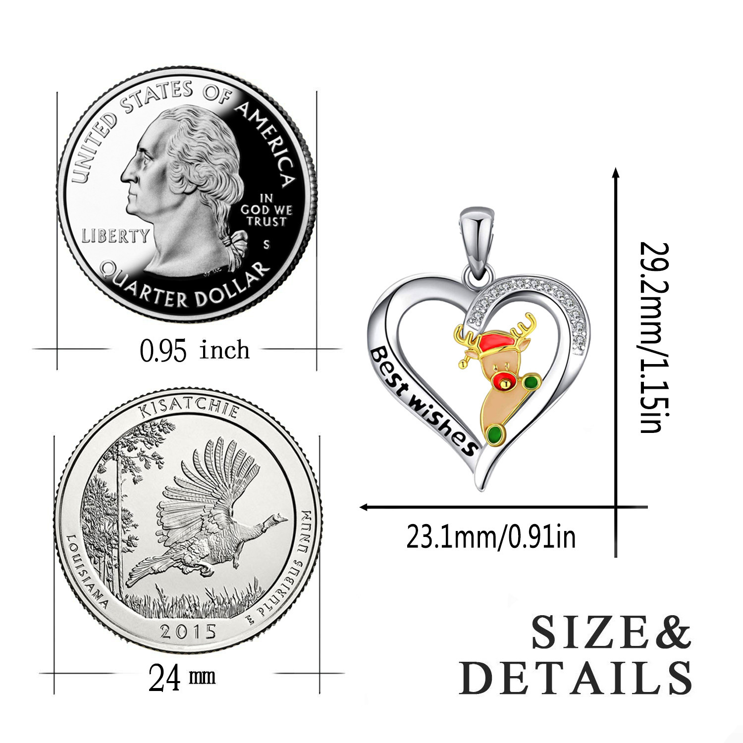 Fashion Santa Claus Heart Shape Elk Alloy Inlay Rhinestones Womenu0027S Pendant Necklace