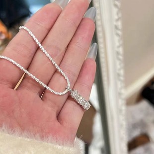 S925 Sterling Silver Starry Sky Cauliflower Long Moissanite Pendant Necklace for Women 2025 Cross-Border Foreign Trade New Model Tiktok