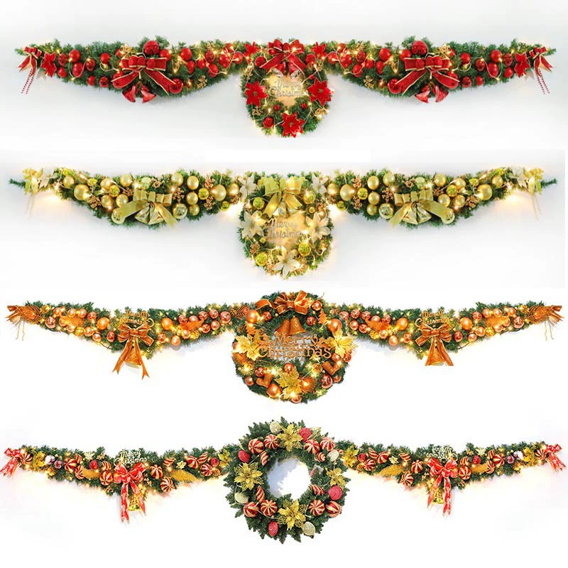 Christmas garland set — combined pendant garlands 2.7 m & 1.5 m, assorted colors