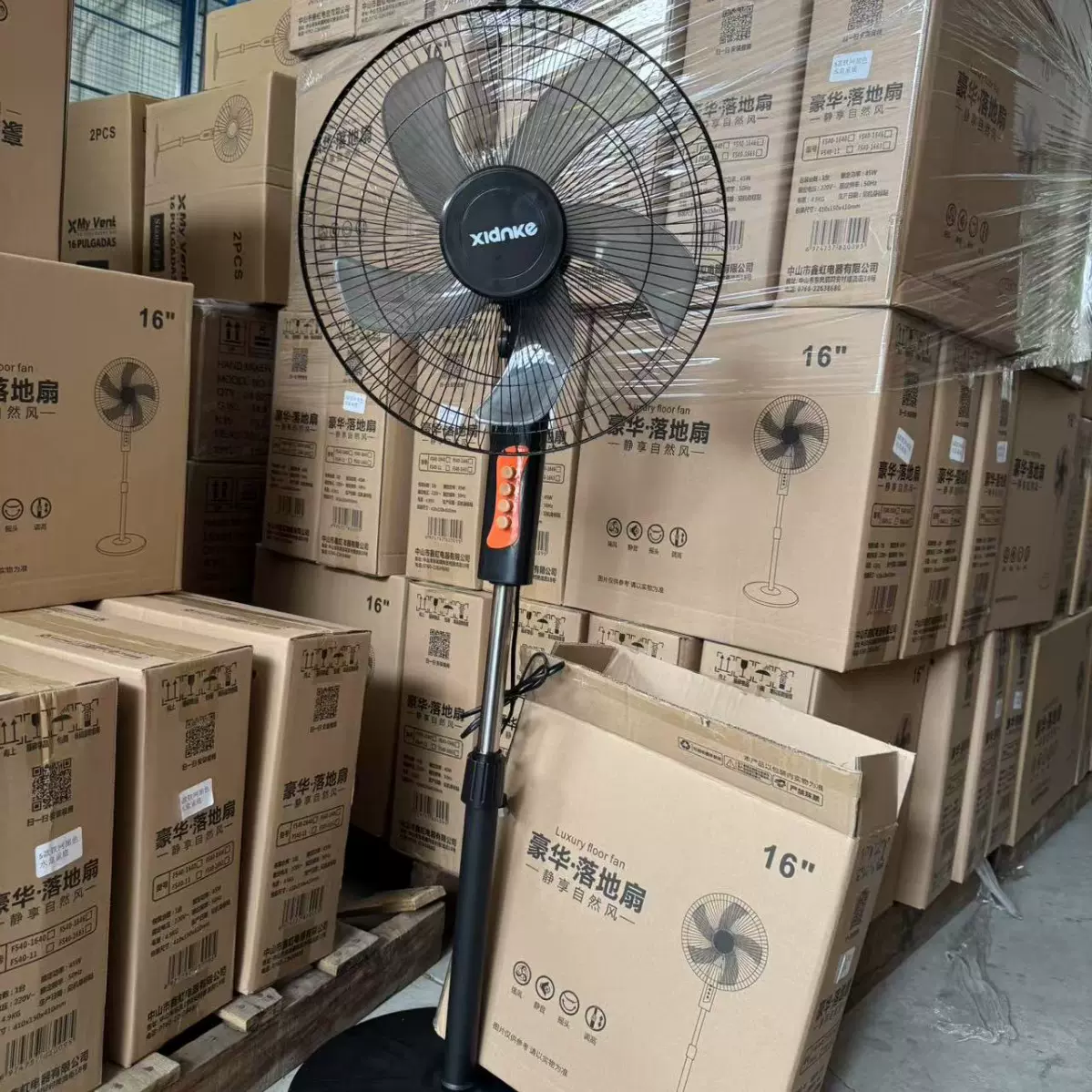 英文先科xianke16寸电风扇落地家用静音台式摇头大风力厂家直销