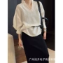 大v领长袖绝美中式衬衣