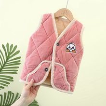 秋冬季儿童法兰绒三层夹棉背心马甲男孩女童珊瑚绒女宝宝上衣外套