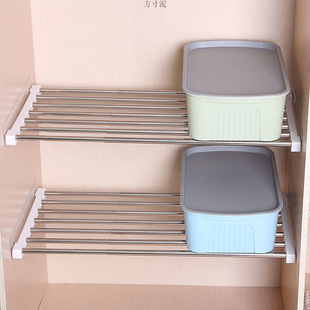 Wardrobe Layered Partition Storage Rack Partition Board Bathroom Nail-Free Telescopic Storage Rack Student Dormitory Board Cross-Border E-Commerce