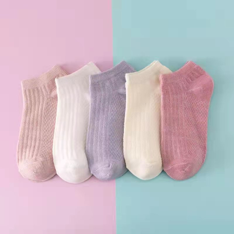 Zhuji Sock Manufacturer Wholesale Women's Solid Color No-Show Socks, Casual Color-Blocking Low-Cut Non-Slip Socks