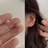 Golden earrings, ear clips, set, simple and elegant design, no pierced ears