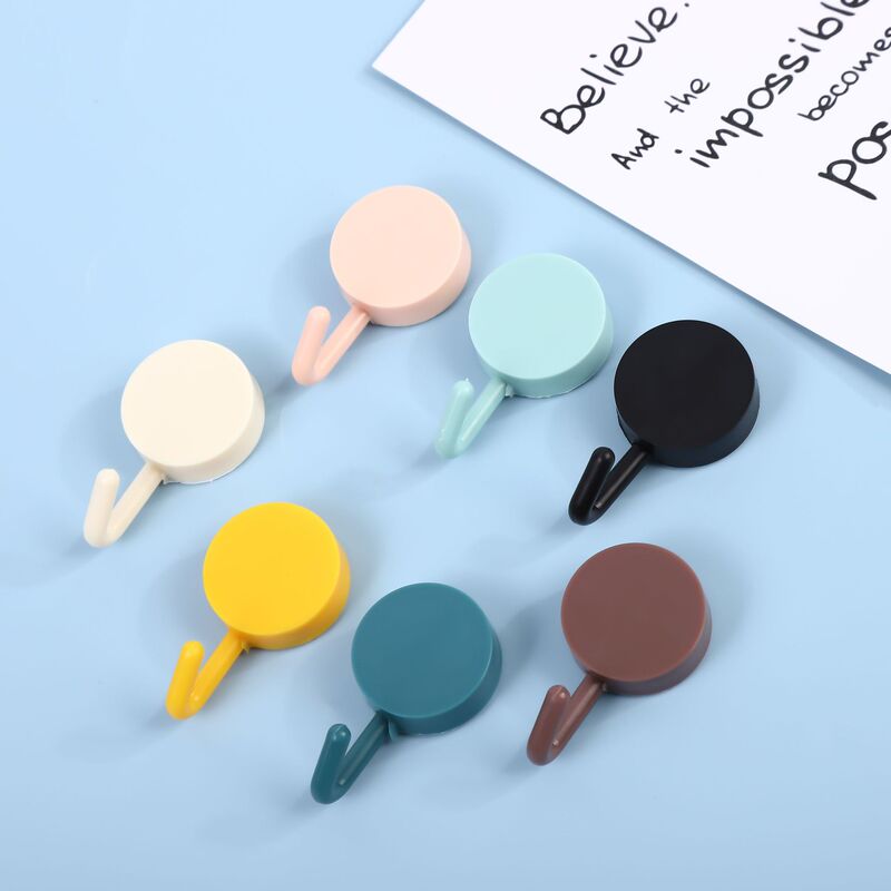 In stock macaron hook punch-free cute small hook kitchen door rear sticky hook plastic strong sticky hook hook