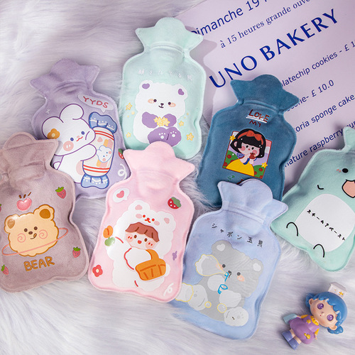 Cute water-filled hot water bottle ins cartoon portable hand warmer mini warm baby warm patch water-filled hot water bottle