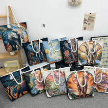 源创新款时尚女包大象布包斜挎双面单肩包绣花刺绣托特景区特色