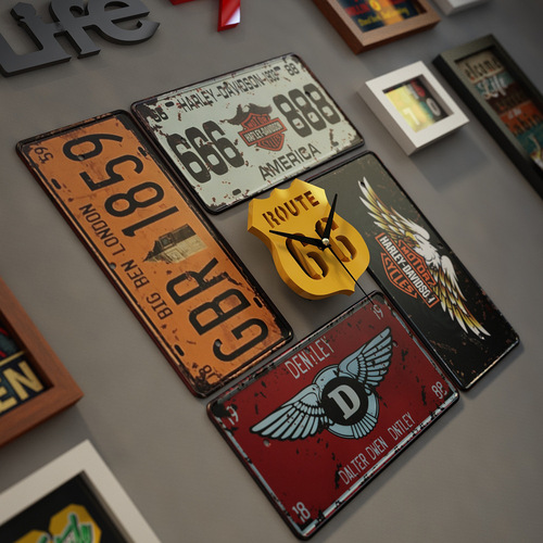 Polymer 2364 industrial style retro luminous decorative painting combination photo frame restaurant hotel LED light strip photo wall