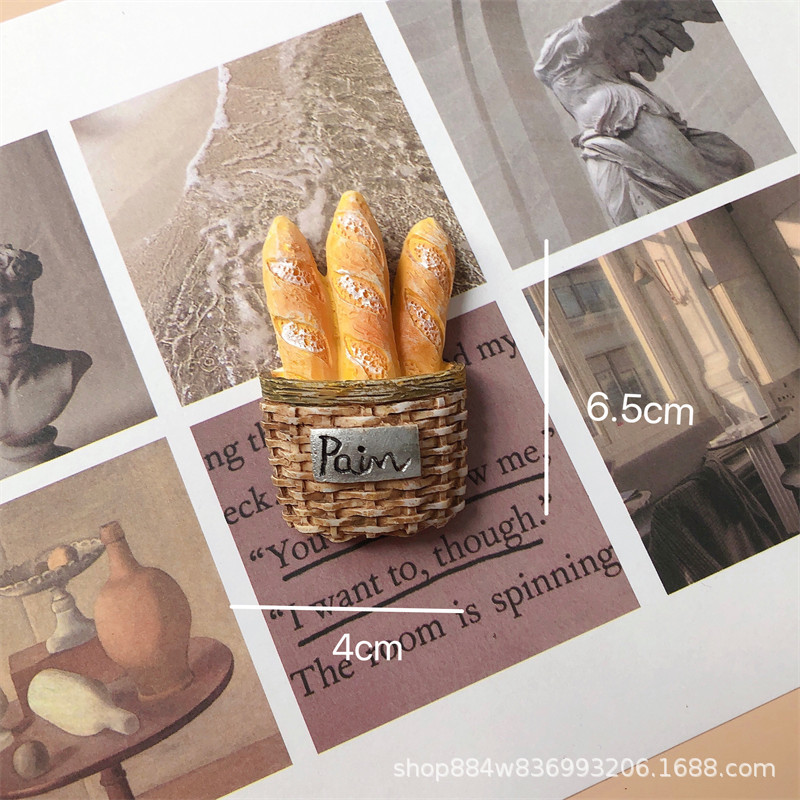 Alimentos y juegos serie creativa simulación tridimensional gourmet huevo pan café azúcar calabaza desayuno resina decorativa refrigerador pegatinas