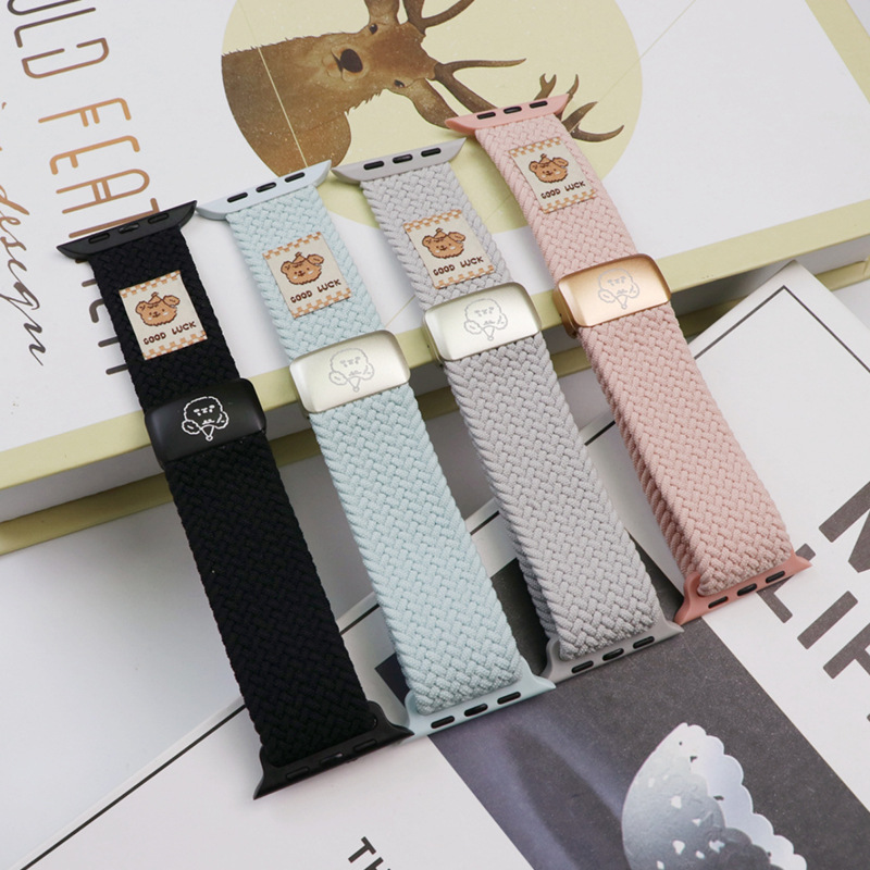 iwatchS10 Strap for Apple Watch S9 Topper Hat Bear Nylon Braided Magnetic Buckle applewatchS7
