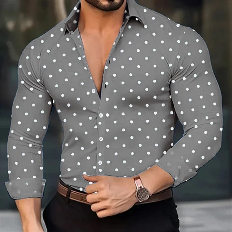 Tendencia de alta calidad simple 2024 hombres otoño suelto todo fósforo camisa de manga larga con botones top MB12