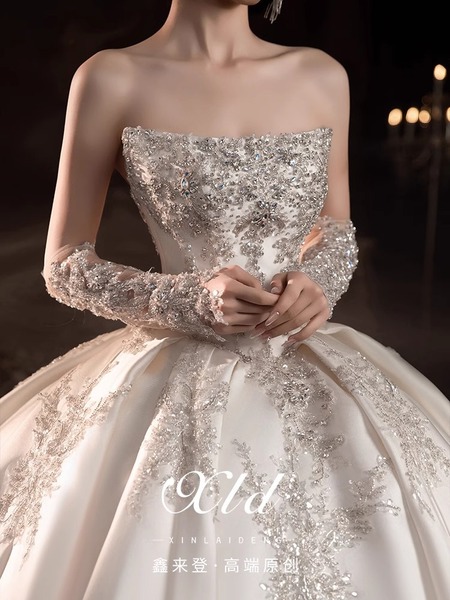 "Twilight Mirror" wedding dress 2025 new high-end satin tube top…
