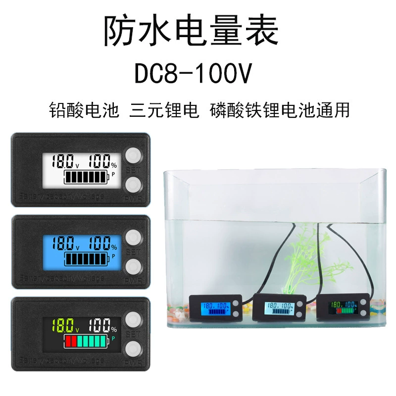 Двухпроводной вольтметр 8-100В с цифровым дисплеем для измерения напряжения и мощности, универсальный для свинцово-кислотных и литиевых аккумуляторов.
