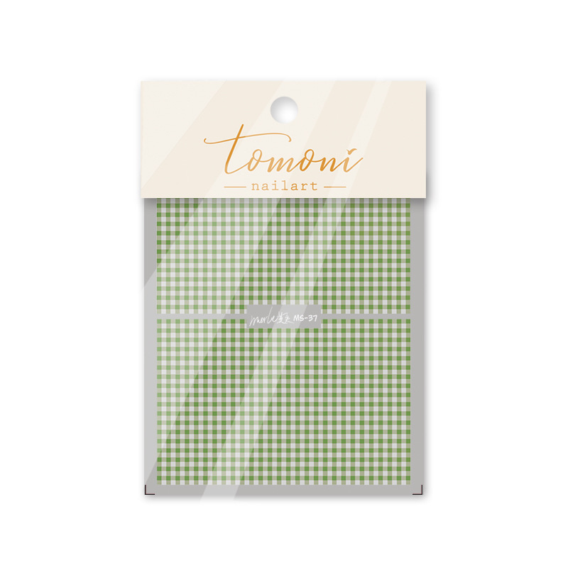 Pegatinas de uñas ins fresa en relieve ultrafino pequeño a cuadros frescos adhesivo nupcial uñas encaje decoración de uñas chica