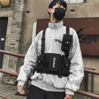街头港风战术胸包马甲包工装男女机能战术多口袋子弹包原创背心包