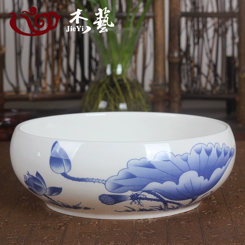 Big extra large blue and white ceramic tea set with accessories, tea cup