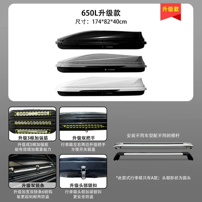 Roof Luggage Box Specially Designed — Roof box - no-punching-required-650l-luxury-upgraded-model-a-suitcase-white-gray-and-black-available-super-silent-crossbar