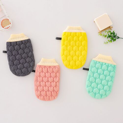 Bath Scrub Sponge Strongly Thickened 3D Quilted Scrub Towel for Men and Women, Ash Scrub Back Scrub Sponge, Coarse Fiber Shower Gloves Customizable