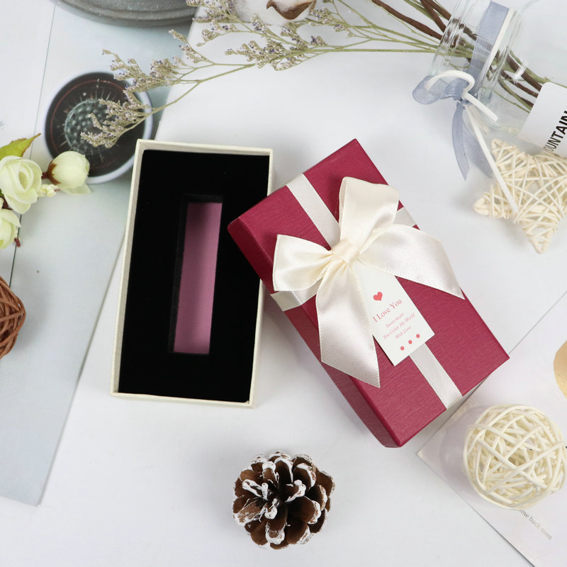 厂家直供礼品包装盒红色方形礼品盒蝴蝶结口红礼物盒子