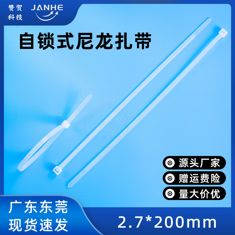 厂家供应自锁式尼龙扎带 非标4*200白色黑色塑料扎带高品质扎线带