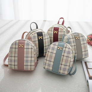 Women's Backpack 2019 New Plaid Color Contrast Small Refreshing College Style Crossbody Mobile Phone Bag